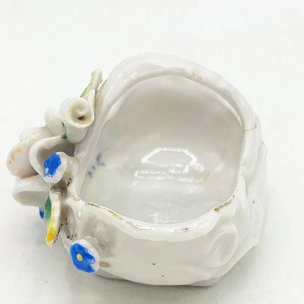 Occupied Japan Miniature Rose Floral Basket Porcelain